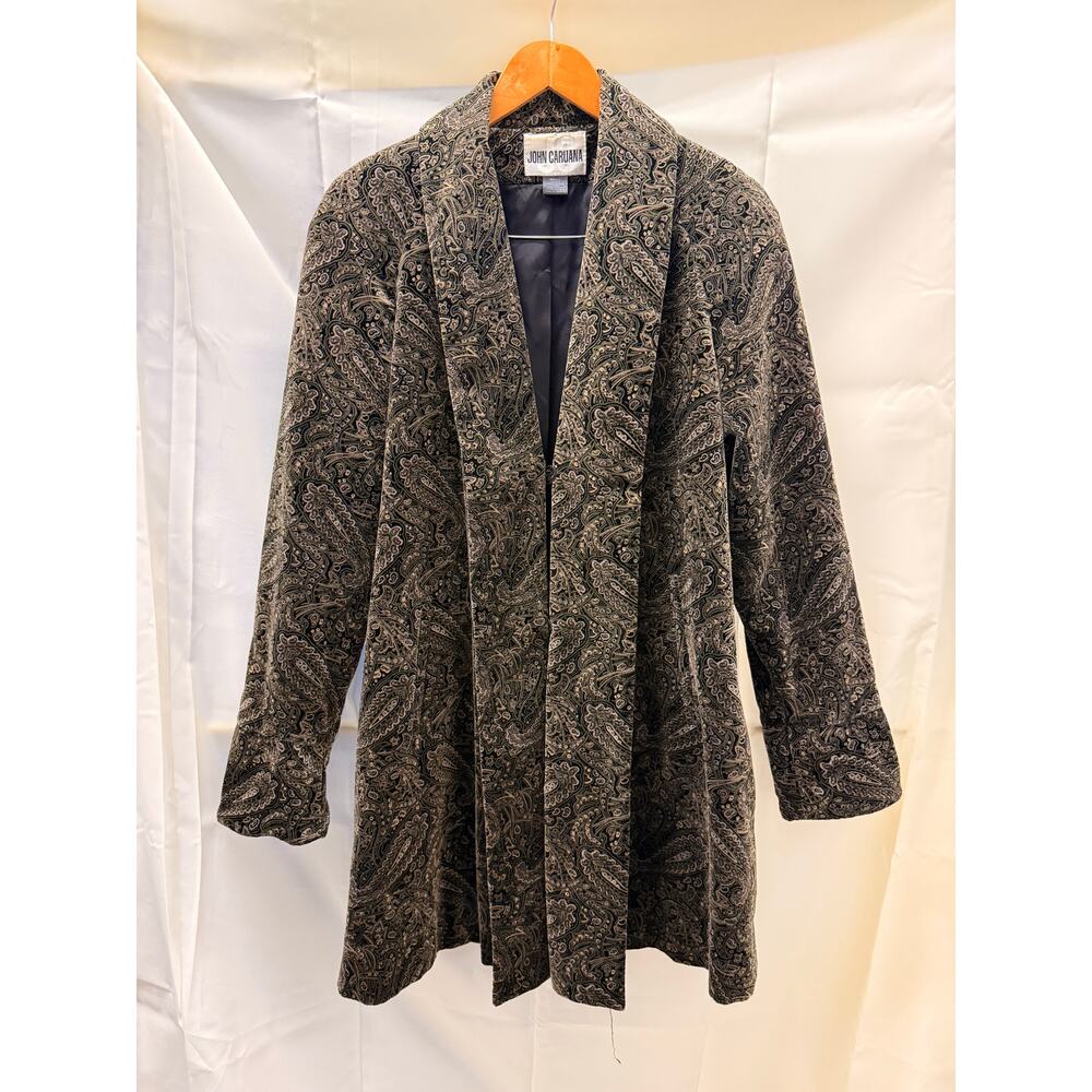 Vintage 1980s John Caruana‎ deBall Velvet Cotton Water Repellent Tapestry Coat